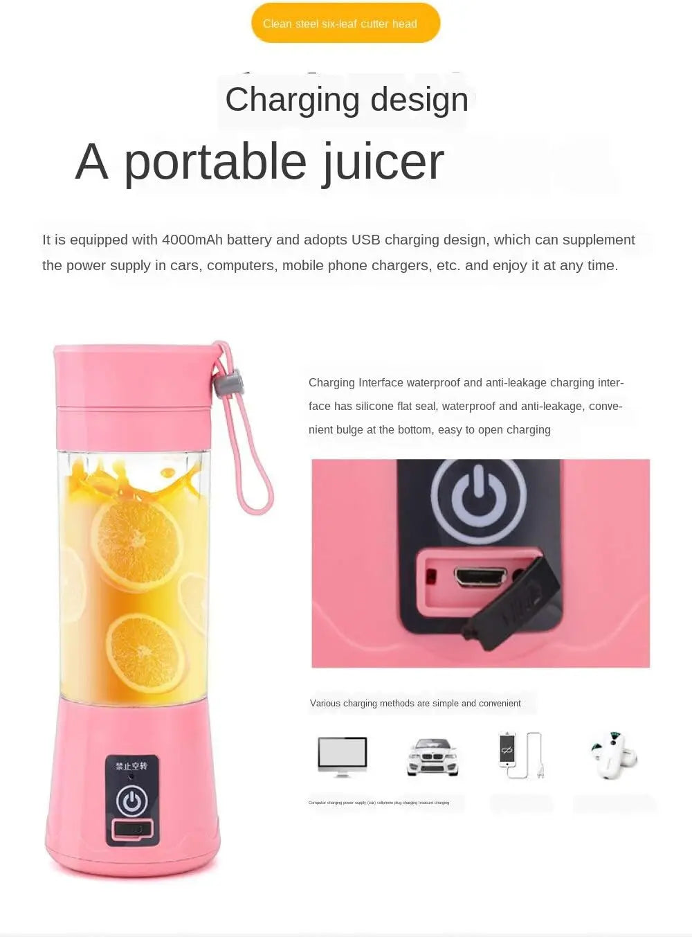 ✨ Mini Electric Juicer – USB Rechargeable Portable Smoothie & Fruit Blender